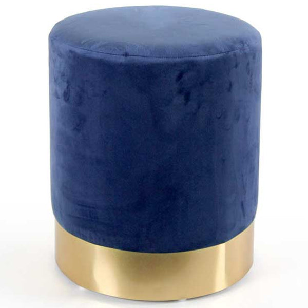 Pouf Poggiapiedi 31x31x38 cm in Metallo MDF e Tessuto Velluto Blu prezzo