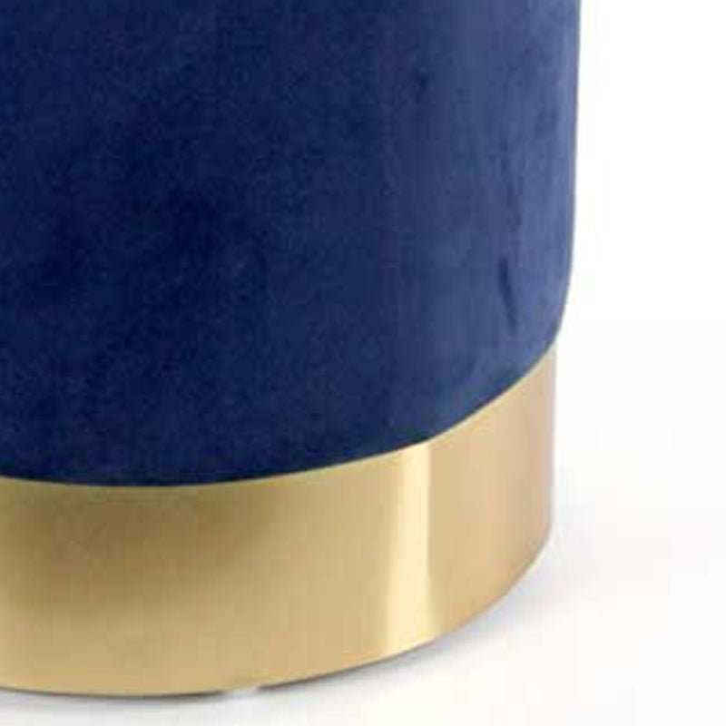 Pouf Poggiapiedi 31x31x38 cm in Metallo MDF e Tessuto Velluto Blu -4