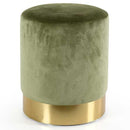 Pouf Poggiapiedi 31x31x38 cm in Metallo MDF e Tessuto Velluto Verde Antico-1