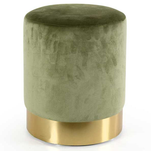 sconto Pouf Poggiapiedi 31x31x38 cm in Metallo MDF e Tessuto Velluto Verde Antico