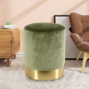 Pouf Poggiapiedi 31x31x38 cm in Metallo MDF e Tessuto Velluto Verde Antico-2