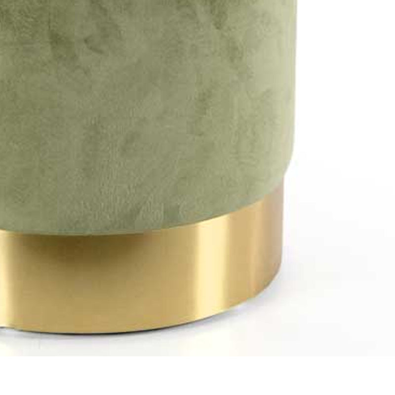 Pouf Poggiapiedi 31x31x38 cm in Metallo MDF e Tessuto Velluto Verde Antico-4