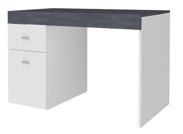 Scrivania 1 Anta 1 Cassetto 100x60x75 cm Sliding Bianco Lucido e Ardesia online