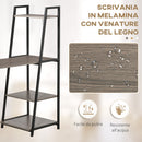 Scrivania Salvaspazio Pieghevole con Libreria 4 Livelli 106x48x128 cm in Legno e Metallo Grigio e Nero -6