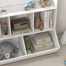 Mobile Portagiochi per Bambini a 3 Livelli con 5 Scomparti 91,5x43x79 cm in Legno Bianco-9