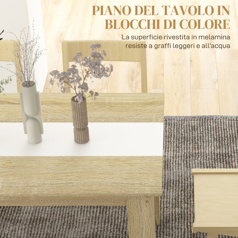 Tavolo da Pranzo Moderno per 6 Persone max 140x89,5x75 cm in Truciolato Bianco e color Rovere-5