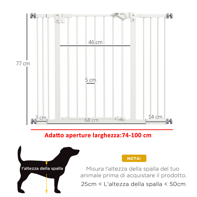 Cancellino per Cani Estensibile 74-100x77 cm in Metallo Bianco-3