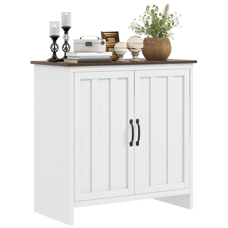 Credenza a 2 Ante Perlinate Ripiano Regolabile 80x39,7x80 cm Bianco -1