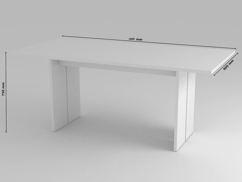 Tavolo Rettangolare 160x90x75 cm Bologna Bianco Lucido-3