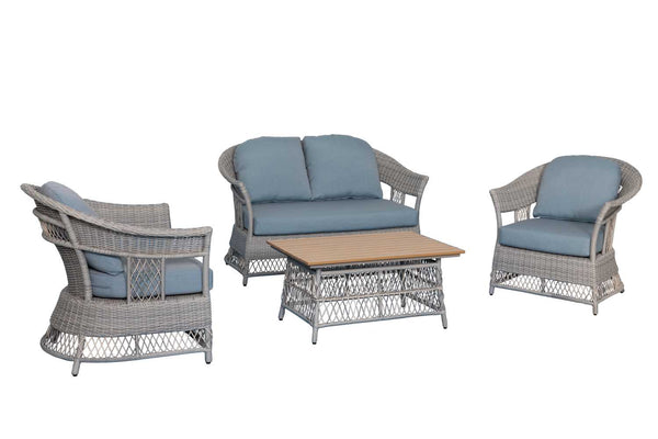 acquista Set Salotto da Giardino Divano 2 Poltrone e Tavolino in Rattan Jefferson Grigio