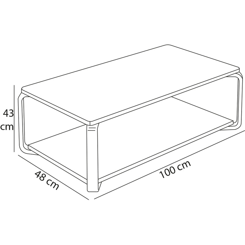 Tavolino Basso da Caffè 100x48x43 cm 2 Livelli Design Luxury Effetto Marmo Bianco -3