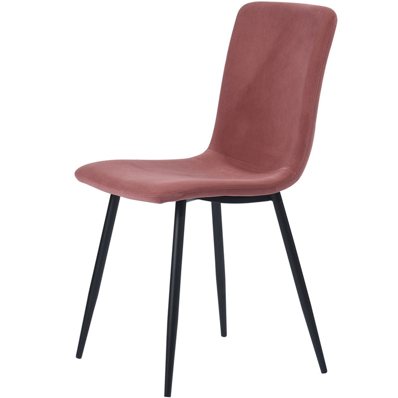 Set 4 Sedie per Sala da Pranzo in Velluto Rosa con Gambe Nere Seduta Ergonomica-4