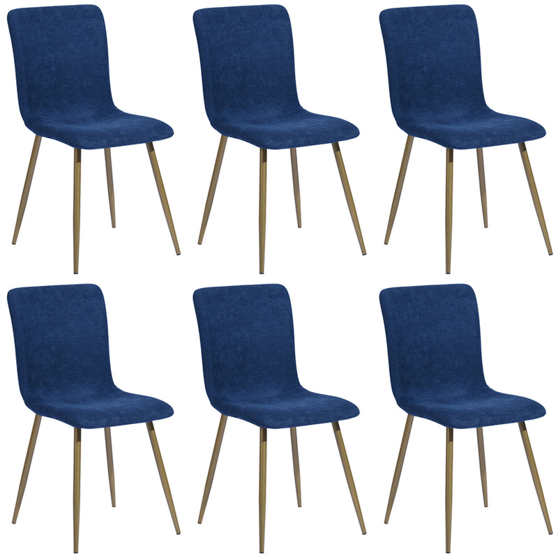 Set 6 Sedie per Sala da Pranzo Blu con Gambe in Acciaio Dorato Seduta Ergonomica-2