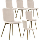 Set 6 Sedie per Sala da Pranzo Beige con Gambe Acciaio Dorato Seduta Ergonomica-1