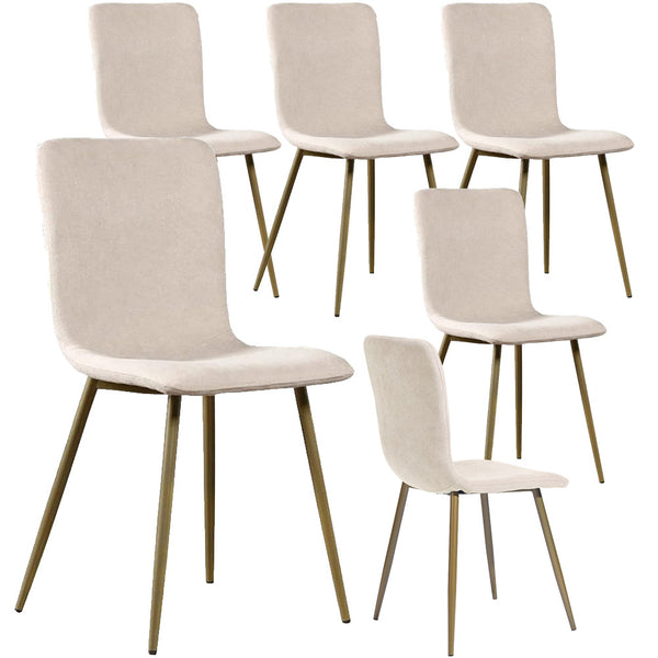 online Set 6 Sedie per Sala da Pranzo Beige con Gambe Acciaio Dorato Seduta Ergonomica