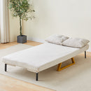 Poltrona Letto Reclinabile 2 Posti Chaise Lounge in Velluto Convertibile Crema-5