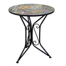 Set Tavolino e 2 Sedie Ø60xh71 cm in Metallo con Mosaico Galatone Nero-4