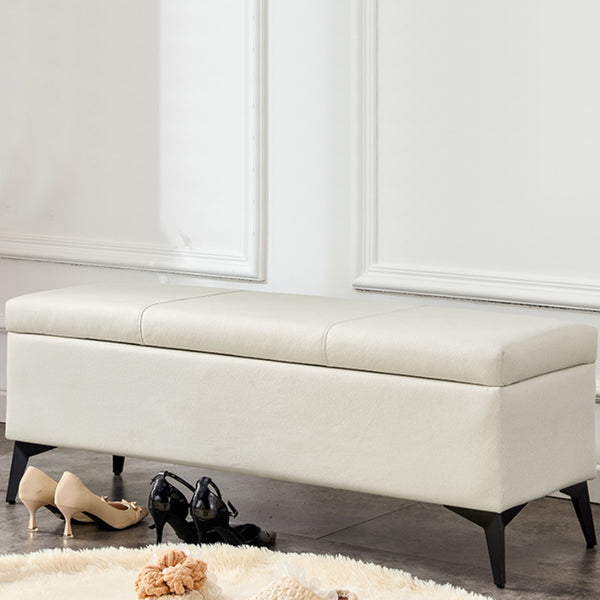 Cassapanca Contenitore Ecopelle Divano Panca Pouf con Piedini in Metallo Beige online