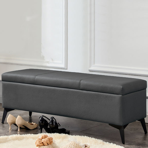 prezzo Cassapanca Contenitore Ecopelle Panca Pouf con Piedini in Metallo Grigio Scuro