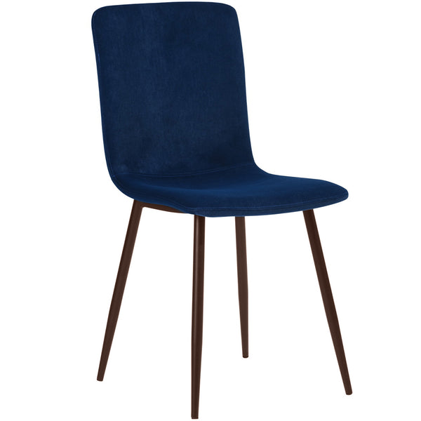 acquista Set 4 Sedie per Sala da Pranzo in Velluto Blu con Gambe Nere Seduta Ergonomica