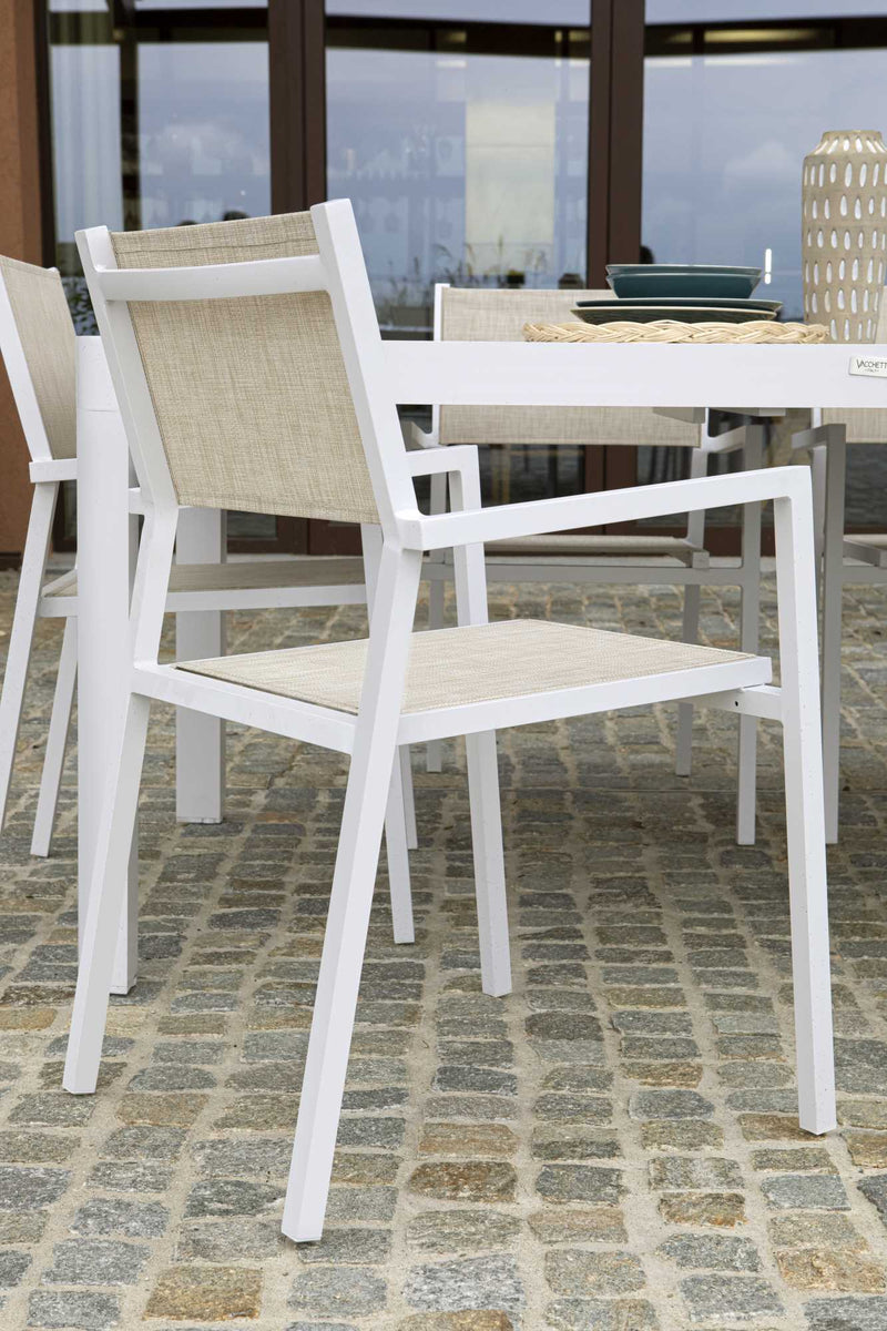 Sedia da Giardino 55x56xh86 cm in Alluminio e Texilene Cleveland Bianco-4