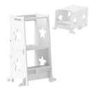 Torre Montessoriana Scala Convertibile in Tavolo con Sedia 60x44,5x86 cm in Legno Bianco -1