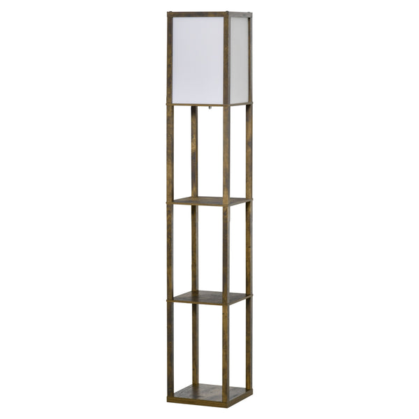 Lampada da Terra Attacco E27 Potenza 40W con Mensole in MDF Colore Legno sconto