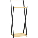 Appendiabiti da Terra con 2 Barre e Ripiano Inferiore Design Moderno 61x45x152 cm in Legno -1