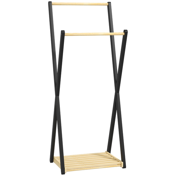 acquista Appendiabiti da Terra con 2 Barre e Ripiano Inferiore Design Moderno 61x45x152 cm in Legno