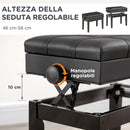 Sgabello per Pianoforte Altezza Regolabile 46-56 cm con Vano Contenitore Nero  -4