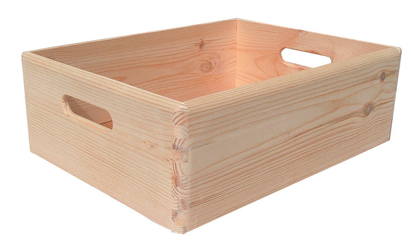 acquista Contenitore Box Salvaspazio Sovrapponibile 40x30x14 cm in Legno di Pino Naturale