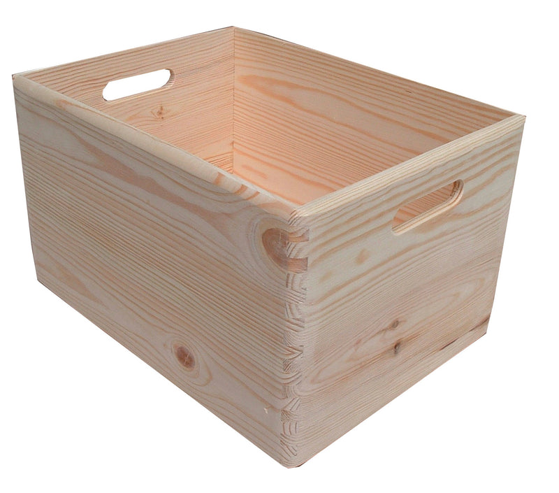 Contenitore Box Salvaspazio Sovrapponibile 40x30x23 cm in Legno di Pino Naturale  -1