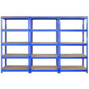 Set 3 Scaffali Senza Bulloni 90x50x180 cm in Acciaio Blu  -1