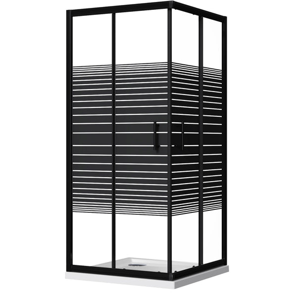 prezzo Box Doccia Angolare 2 Ante Scorrevoli 70x90 cm in Cristallo 6 mm H190 cm Profilo Nero