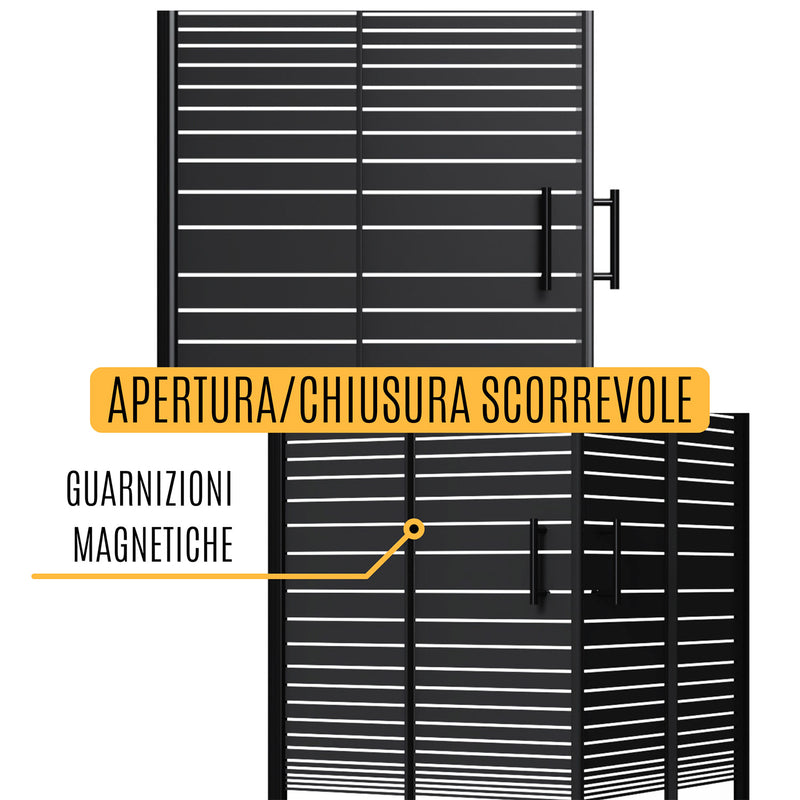 Box Doccia Angolare 2 Ante Scorrevoli 70x90 cm in Cristallo 6 mm H190 cm Profilo Nero-4