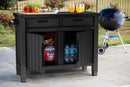 Tavolino per Barbecue 134x90x52 cm con Cassetti e Accessori Keter Unity XL Grafite-2