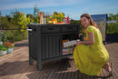 Tavolino per Barbecue 134x90x52 cm con Cassetti e Accessori Keter Unity XL Grafite-4