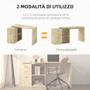 Scrivania da Ufficio Angolare 3 Cassetti e Ripiani Aperti 117x83,5x76 cm in Legno e Metallo Noce-6