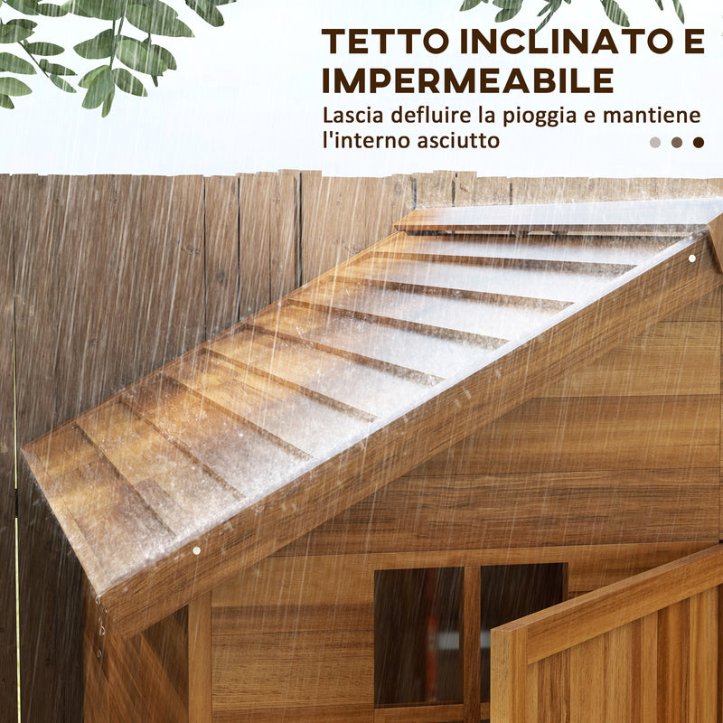 Casetta da Giardino in Legno 1.8x2m con Porta Doppia Finestra e Base Inclusa Colore Legno-6