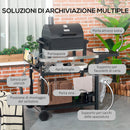 Carrello Barbecue con Tavolino Pieghevole 125x65x84 cm in Acciaio Inox Nero-6