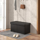 Panca Contenitore Pieghevole 84L 76x38x38 cm in Finta Pelle Nero-6