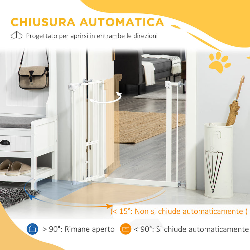 Cancelletto di Sicurezza per Cani con Porta Piccola Montaggio a Pressione 74-80x76,2 cm Bianco -5