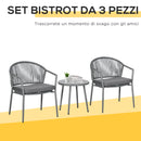 Set Tavolino e 2 Sedie con Cuscini da Giardino in Rattan PE Grigio-4