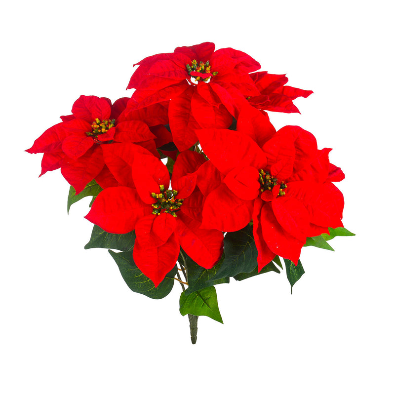 Set 2 Cespugli Stella Natale con 7 Fiori H50 cm Rosso-2