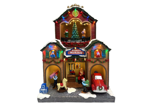 Villaggio Natalizio Fabbrica di Babbo Natale 29x16x23 cm con Movimento Luci e Suoni sconto