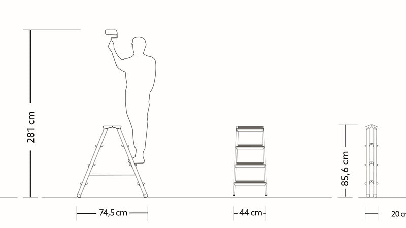 Scaletto Sgabello Richiudibile 4 Gradini Bifacciale 4x4 Doppia Salita Portata Max 125 Kg in Alluminio-5