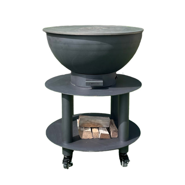 sconto Barbecue a Legna e a Carbone Ø75xH86 cm in Acciaio Corten con Accessori Stromboli Antracite