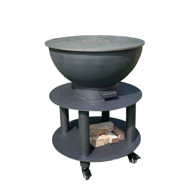 Barbecue a Legna e a Carbone Ø75xH86 cm in Acciaio Corten con Accessori Stromboli Antracite-3