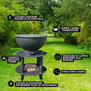 Barbecue a Legna e a Carbone Ø75xH86 cm in Acciaio Corten con Accessori Stromboli Antracite-8