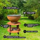 Barbecue a Legna e a Carbone Ø75xH86 cm in Acciaio Corten con Accessori Stromboli Marrone-7